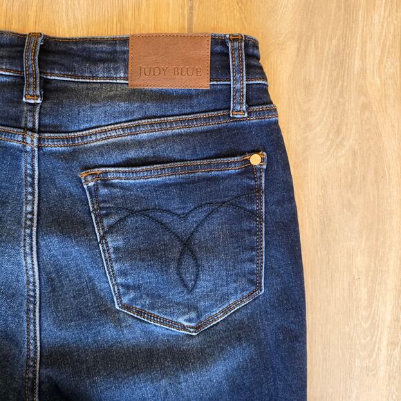 Judy Blue Women’s Jeans 7/28 High Rise Straight Leg Dark Wash Stretch Denim - Picture 6 of 13